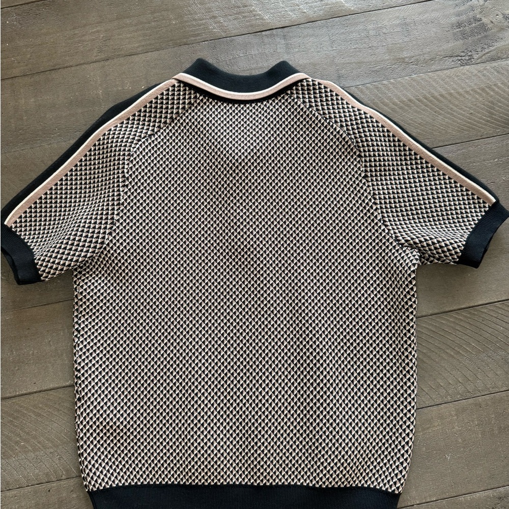 REISS GEOMETRIC DESIGN KNITTED POLO SHIRT - Picture 3 of 6